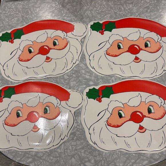 Vintage Santa Claus Thick Vinyl Placemats Set of 4 Retro Tableware Holiday Decor - Picture 3 of 12